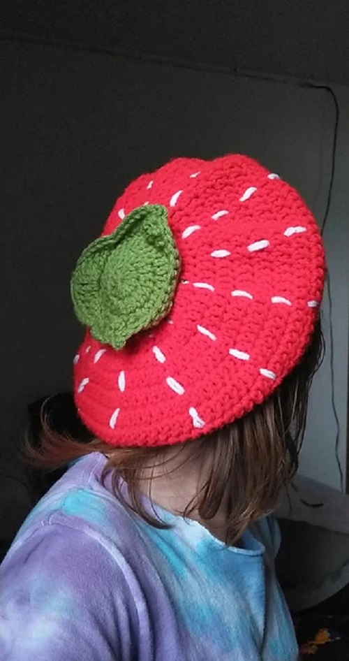 16 Cute Strawberry Beanie Crochet Pattern Ideas 6