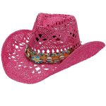 Tribal Shell Band Detail Crochet Cowboy Hat