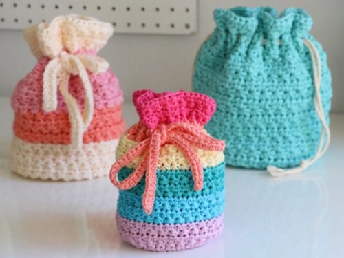 Crochet Drawstring Bag 6