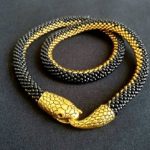 Crochet Beaded Necklace with Snake Clasps