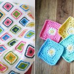 Crochet Granny Squares with Flowers