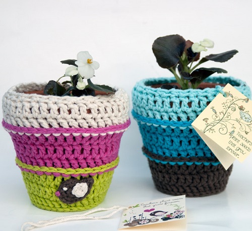 DIY Crochet Flower Pot Pattern Ideas 1