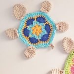 Crochet Turtle Coasters with an African Flower Motif