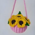 Crochet Sunflower Pot Car Hanging