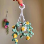 Crochet Yellow Flowering Mini Hanging Plant 1