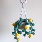 Crochet Yellow Flowering Mini Hanging Plant