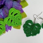 DIY Monstera Leaf Crochet Earrings