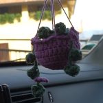 Mini Hanging Car Plant with Purple Flowers
