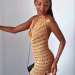 Crochet Simple Cowl Neck Halter Dress