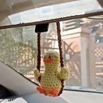 Crochet swinging duck car accessory