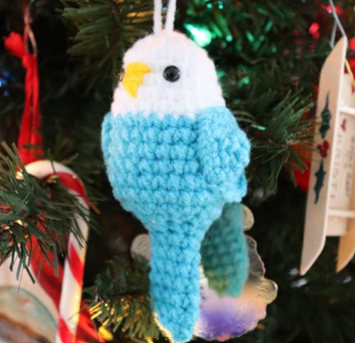 little blue crochet budgies