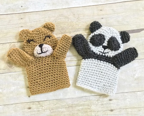 bear and panda hand puppet crochet pattern