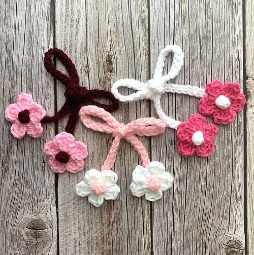 Crocheted Cherry Blossom Hair Tie
