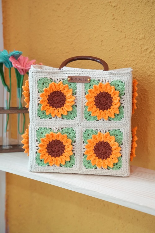 Sunflower Granny Square Bag
