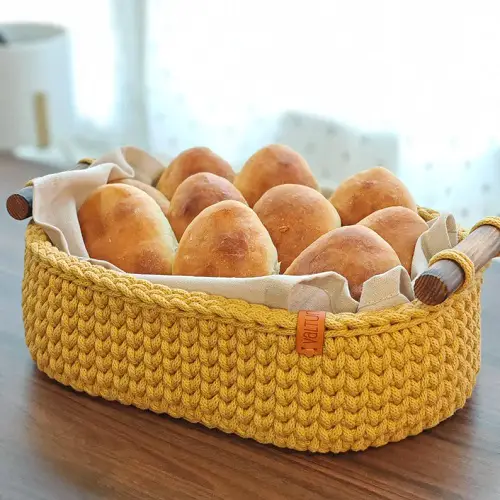 Bread Basket With Wooden Handles