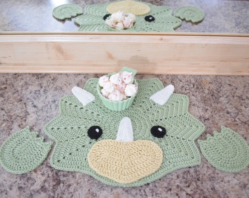 Triceratops Dinosaur Placemat Crochet Pattern