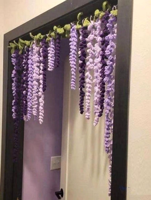 Wisteria Crochet Curtain Elegant Purple Flower
