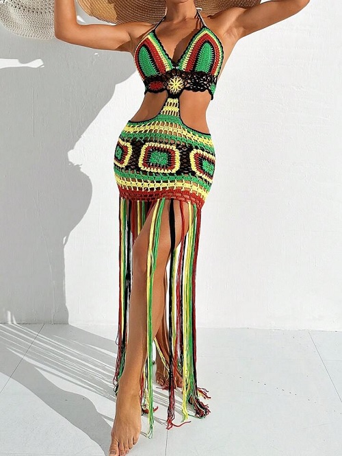 Mesh Fringe Dress|