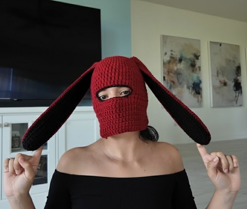Crochet Bunny Ski Mask