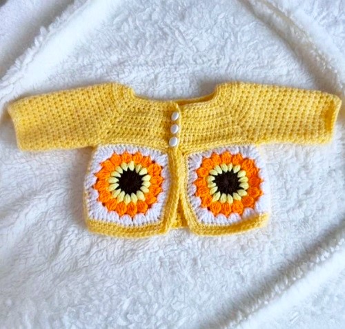 Crochet Granny Square Baby Cardigan Free Patterns 3