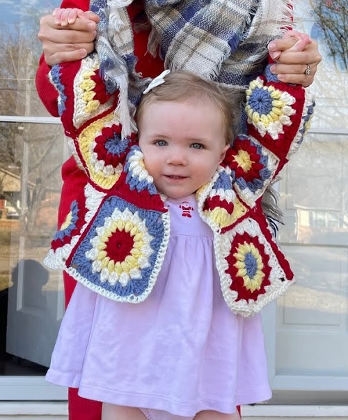 Crochet Granny Square baby sweater