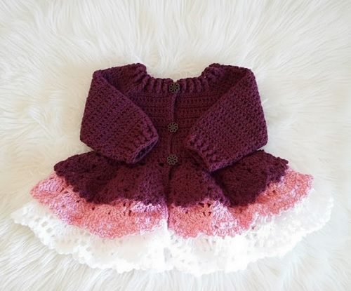 Crochet Layered Baby Cardigan Free Patterns 2