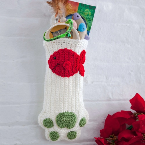 Crochet Cat Paws Christmas Stocking