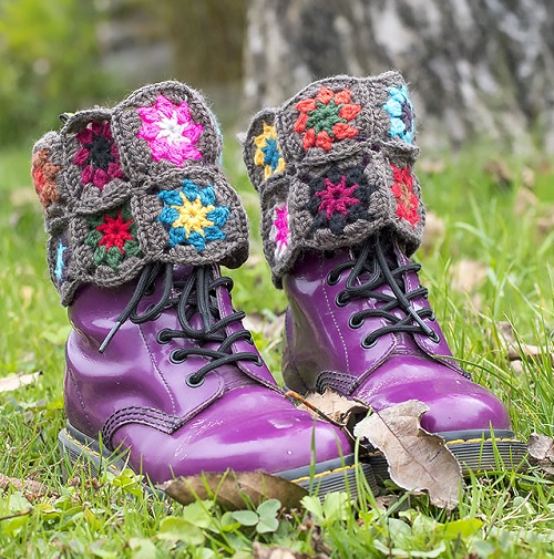 crochet granny square leg warmer 2