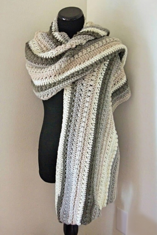 CROCHET AUTUMN CHILL ANGLED SUPER SCARF