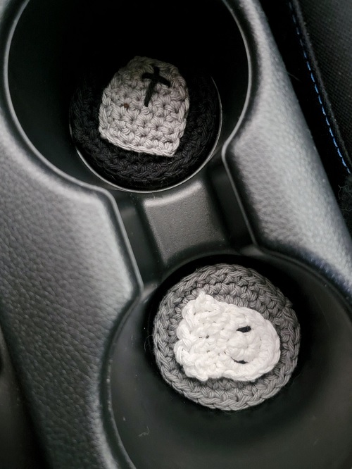 Spooky Ghost and Grave Car Coasters