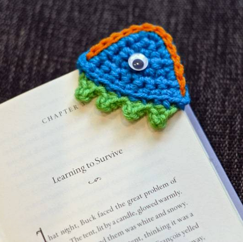 Happy Monster Crochet Bookmark