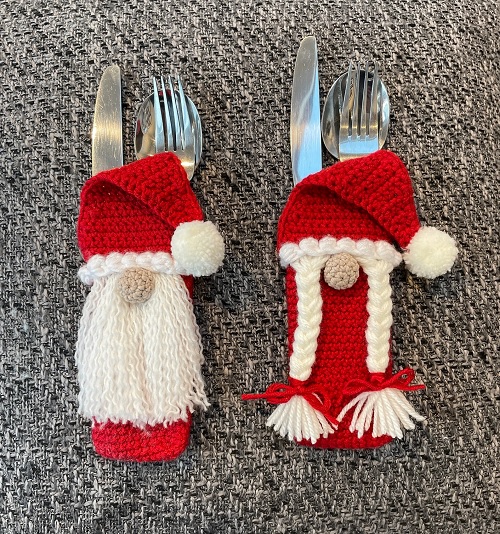 Crochet Gonk Gnome Cutlery holder