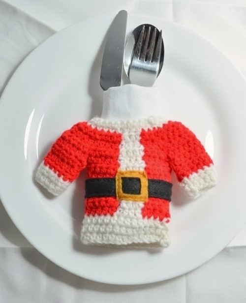 Crochet Santa Claus Cutlery Cozy Pattern