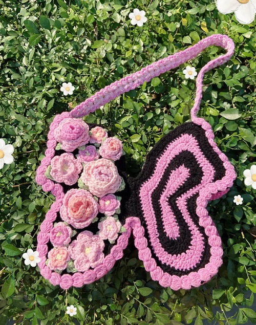 8 Crochet Butterfly Bag Free Patterns 8 Flower Butterfly Crochet Shoulder Bag