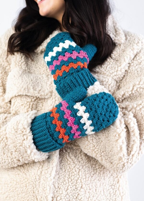 Granny Stitch Crochet Mittens