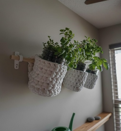 Crochet Potted Herb Holder Free Patterns 4