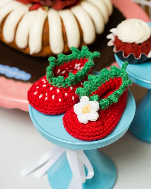 Strawberry Baby Booties