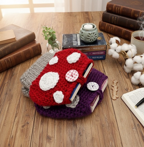 Mushroom Book Sleeve Free Crochet Pattern 
