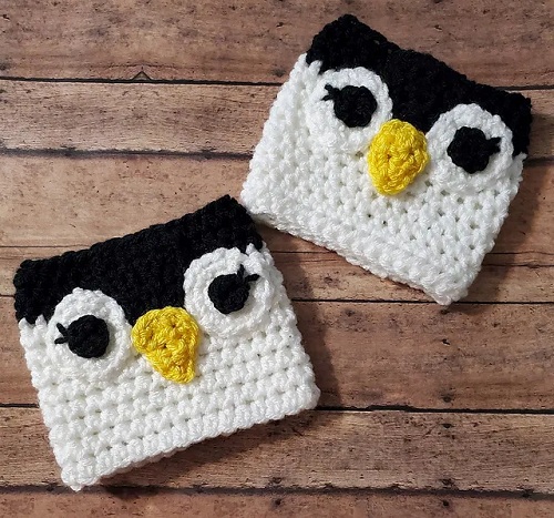 Peek A Boo Penguin! Crochet Boot Cuffs Free Pattern
