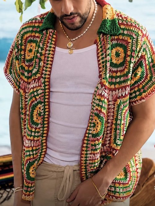 9 Crochet Granny Square Men’s Shirt Free Patterns