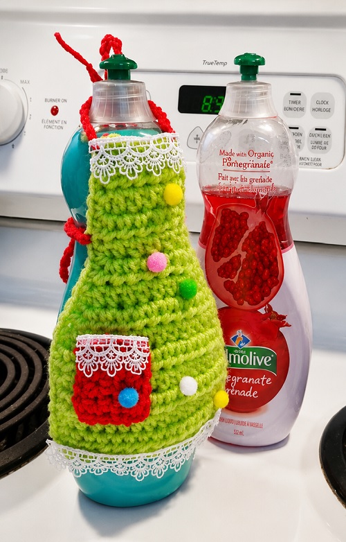 10 Dish Soap Apron Free Crochet Patterns 4 Soap Apron with Pockets