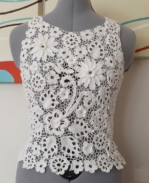6 Crochet Floral Tank Top Free Patterns 5 crochet elements for Irish top
