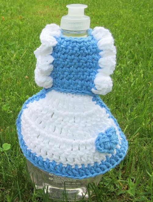 10 Dish Soap Apron Free Crochet Patterns 5 Dish Soap Ruffled Dress Cover Free Crochet Patterns