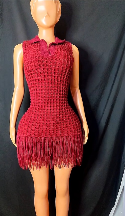 5 Waffle Stitch Dress Free Crochet Patterns 4 Crochet Waffle Stitch Collar Dress
