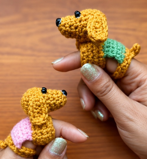 5 Crochet Animal Rings Free Patterns 5 Crochet baby dog ( Bella) finger ring