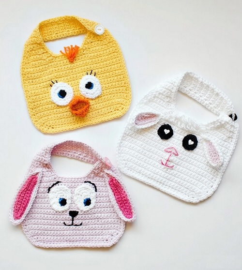 13 Animal Baby Bibs Free Crochet Patterns 4 Free Crochet Pattern: Animal Friends Bibs
